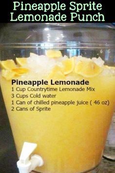 Pin on Recipes Beverages (Non Alcoholic) Orange Juice Alcoholic Drinks, Sprite Lemonade, Outdoor Party Food Ideas, Punch Recipes For A Crowd, Alcoholic Drinks Punch, Party Drinks Ideas, Cranberry Vodka Punch, Outdoor Party Food, Pineapple Lemonade Punch