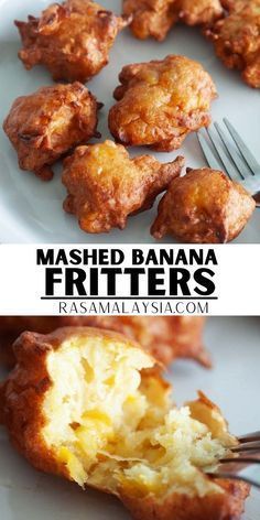 Mashed Banana Recipes, Fried Banana Fritters, Fried Banana Recipes, Recetas Salvadorenas, Banana Fritters, Banana Dessert Recipes, Rasa Malaysia, Fried Bananas, Fritter Recipes