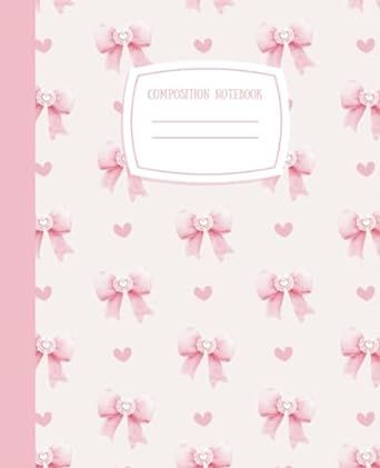 Composition Notebook: Coquette Bow Aesthetic Notebook For Girls & Teen Girls | 110 Pages, Wide Ruled Lined Paper, 7.5 X 9.25" | Pastel Pink School Supplies Study Notebook Cover, Cute Planner Template, Notebook Lines, High School Journal, Pink School Supplies, Cover Binder, Goodnotes Covers, Goodnotes Cover, Composition Notebook Covers