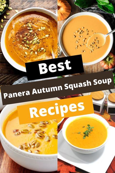 TOP 6 PANERA AUTUMN SQUASH SOUP RECIPES FOR COMFORT Panera Butternut Squash Soup Recipes, Copycat Panera Butternut Squash Soup, Butternut Squash Soup Panera Copycat, Panera Autumn Soup Recipe, Copycat Restaurant Recipes Panera Soups, Copycat Panera Soup, Panera Butternut Squash Soup Copycat, Autumn Squash Soup Panera, Copycat Panera Autumn Squash Soup