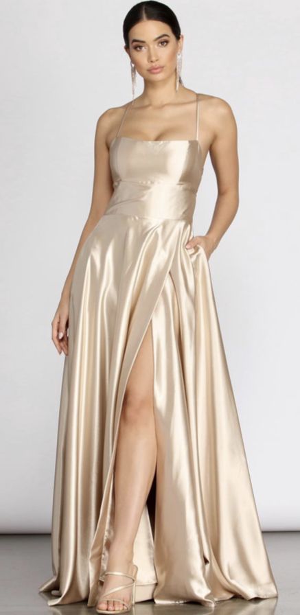 Champagne Silk Prom Dress, Champagne Dresses Formal, Champagne Dress Long, Champagne Dress Formal, Vestidos Champagne, Satin Champagne Dress, Gold Satin Bridesmaid Dresses, Champagne Dresses Long, Champagne Formal Dress