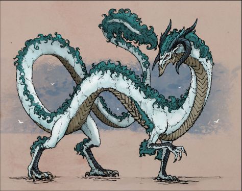 The Eastern Dragons Ethnicity in Val'Vahan | World Anvil Lung Dragon, God Of Lightning, Long Dragon, Dragon Horns, Eastern Dragon, Creature Ideas, Dragons Art, Fantastic Beast, Creature Drawings