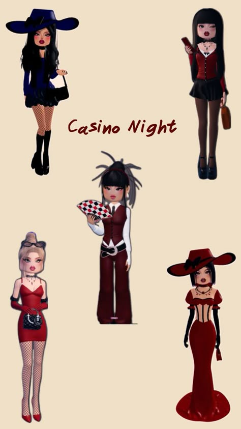 Casino Night Dti Outfit, Dti Theme Casino Night, Dti Casino Nights, Dti Game Night, Casino Night Dress To Impress, Casino Night Outfit, Club Makeup, Vip Dress, Dti Hacks