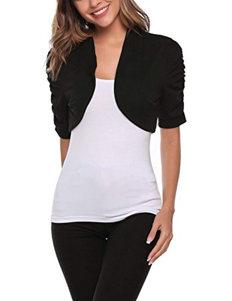 Women Versatile Bolero Shrug Short Sleeve Knitted Open Cropped Cardigan -- Visit the image link more details. (This is an affiliate link) #womencocktaildress Short Jacket Pattern, Jacket For Dress, Short Sleeve Bolero, Sleeve Bolero, Shrug For Dresses, Bolero Shrug, Crochet Short, Cropped Knit Sweater, Shrug Cardigan