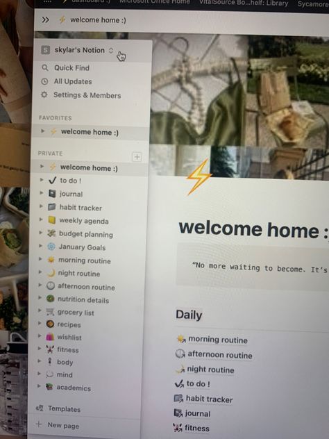 Notion Page Ideas Aesthetic, Notion 2023 Goals, Notion Ipad Aesthetic, Home Notion Template Ideas, Journal Notion Ideas, Study Notion Aesthetic, Home Page Notion Aesthetic, Notion Template Ideas Journal, Notion Notes Ideas