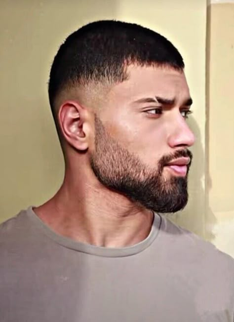 Buzz Haircut Men Aesthetic, Mens Bread Style For Men, Trimmed Beard Styles Short, Best Buzz Cuts For Men, Buzz Haircut Men With Beard, Indian Beard Styles For Men, Medium Buzz Cut, Army Cut Hairstyle Men, Bus Cut Hairstyle