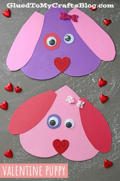 Puppy Heart Craft, Valentines Days Crafts For Kids, Easy Valentine Crafts For Kindergarten, Valentine's Craft For Toddlers, Heart Crafts For Kindergarten, Valentine Puppy Craft, Toddler Arts And Crafts Valentines Day, Art Ideas Valentines Day, Children’s Valentines Crafts