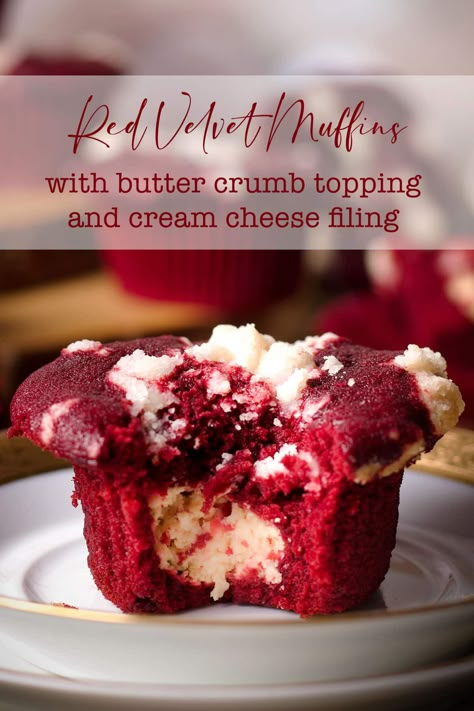 Red Velvet Cheesecake Muffins, Red Velvet Cream Cheese Muffins, Red Velvet Bars Cream Cheese, Red Velvet Cupcakes With Cream Cheese Filling, Red Velvet Scones, Red Velvet Desert Ideas, Red Velvet Cream Cheese Cupcakes, Red Velvet Muffins With Cream Cheese, Red Velvet Muffins Recipe