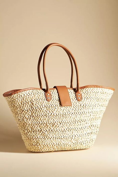 Raffia & Straw Bags | Anthropologie Women Vacation, Vacation Clothes, Resort Wear For Women, Straw Beach Bag, Straw Tote Bag, Oversized Tote Bag, Perfect Handbag, Boho Bags, Straw Bags