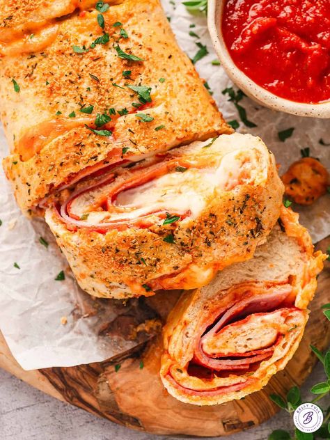 Easy Homemade Stromboli Easy Carmel Sauce, Pork Tenderloin Tips, Cherry Tomato Jam Recipe, Easy Cinnamon Cake, Tenderloin Tips Recipe, Cherry Tomato Jam, Easy Carmel, Tenderloin Tips, Italian Stromboli