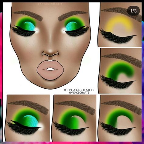 Makeup Chart, Colorful Eye Makeup Tutorial, Face Essentials, Eyeshadow Inspiration, Dark Skin Makeup Tutorial, Flawless Face Makeup, Maquillage Yeux Cut Crease, Makeup Charts, Makeup Pictorial