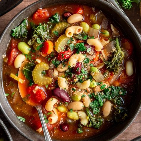 Gluten Free Minestrone Soup, Gluten Free Minestrone, Best Minestrone Soup Recipe, Vegan Minestrone, Vegan Minestrone Soup, Gluten Free Soup Recipes Glutenfree, Lunches For Work, Pasta Varieties, Busy Office