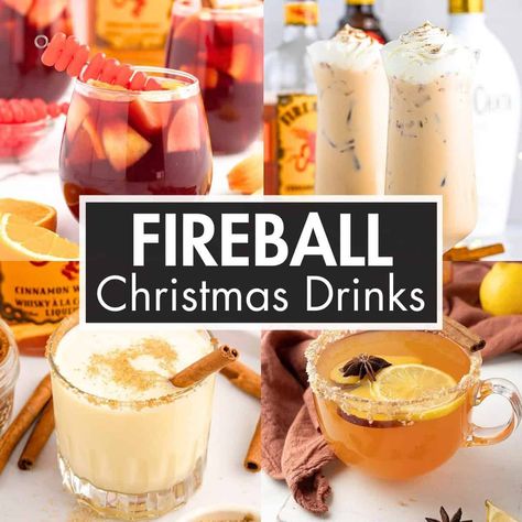 These Christmas Drinks With Fireball are all easy to make recipes using Fireball cinnamon whiskey that are great for the holiday season. Shots With Fireball Whiskey, Drinks With Cinnamon Whiskey, Creamy Fireball Drinks, Fireball And Baileys Drink Recipes, Fireball Cranberry Drink, The Best Mixed Drinks, Drinks With Fireball Recipes, Christmas Drinks With Fireball, Fireball Coffee Drinks