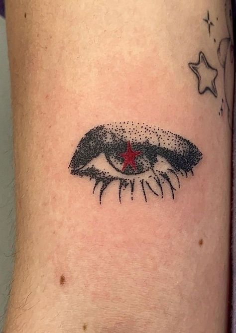 Collage Mural, Handpoke Tattoo, Hand Poked Tattoo, Poke Tattoo, Free Tattoo, Black Ink Tattoos, Eye Tattoo, Dope Tattoos, Star Tattoos