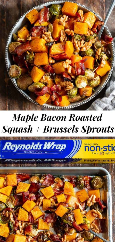 Butternut Squash Brussel Sprouts Bacon, Butternut Squash And Brussels Sprouts, Butternut Squash Bacon, Brussels Sprouts And Bacon, Sprouts And Bacon, Paleo Running Momma, Recipes By Ingredients, Sprouts With Bacon, Healthy Side Dish