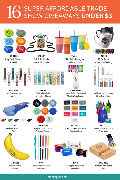 Are you gearing up for your next trade show or business event and looking for budget-friendly ways to make a lasting impression on potential clients and customers? Look no further! In this blog, we’ve curated a fantastic list of 20 super affordable trade show giveaways that won’t break the bank, all priced under $3 each. Useful Giveaways Ideas, Diy Giveaways Ideas Business, Cheap Giveaways Ideas, Trade Show Promotional Items, Event Giveaway Ideas Corporate, Business Swag Bag Ideas, Career Fair Giveaway Ideas, Swag Giveaway Ideas, Simple Giveaways Ideas