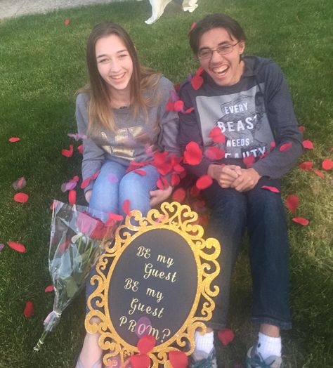 Beauty And The Beast Promposal Prom Ideas, Beauty And Beast Prom Proposal, Beauty And The Best Hoco Proposal, Beauty And The Beast Hoco Proposals, Beauty And The Beast Homecoming, Beauty And The Beast Promposal, Proposal Ideas Disney, Birthday Promposal, Hoco Friends