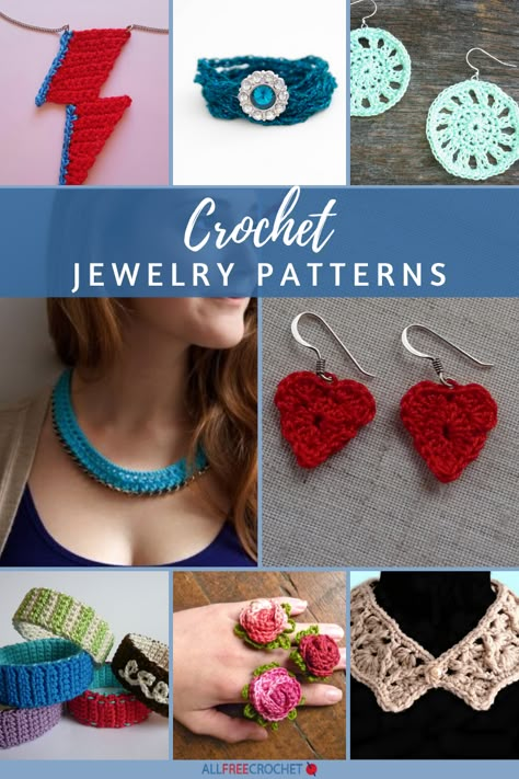 UPDATED! Search through this collection of crochet jewelry and you'll never be without a gorgeous and fashionable accessory again! Crochet To Sell, Crochet Hobby, Rose Rings, Ring Patterns, Crochet Beaded Necklace, Crochet Bracelet Pattern, Crochet Necklace Pattern, Crochet Jewlery, Crocheted Jewelry