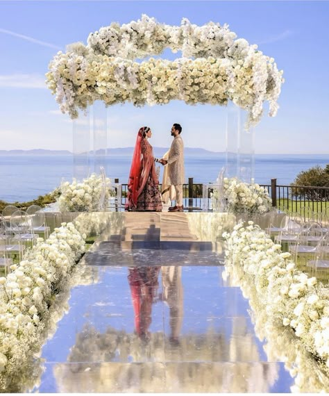 White Mandap, Indian Wedding Theme, The Color White, Mandap Decor, Desi Wedding Decor, Dream Wedding Decorations, Wedding Mandap, Outdoor Indian Wedding, Wedding Planning Decor