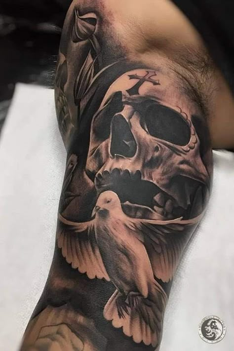 Dove Tattoo For Men, Tattoos Arm Mann, Sleeves Tattoos, Arm Tattoos For Guys Forearm, Bicep Tattoo Men, Inner Arm Tattoos, Inner Bicep Tattoo, Dove Tattoos, Dove Tattoo