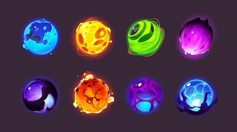 Paper Texture Seamless, Idle Game, Power Balls, Ball Drawing, Elemental Powers, Super Powers Art, Magic Design, Magic Powers, Vector Cartoon