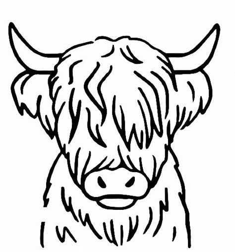 Highland Cow Tattoo Simple, Cow Drawing Easy, Highland Cow Tattoo, Cow Sketch, Word Tattoos With Meaning, Word Tattoo Ideas, Highland Cow Painting, Cow Tattoo, Wood Burning Patterns Stencil