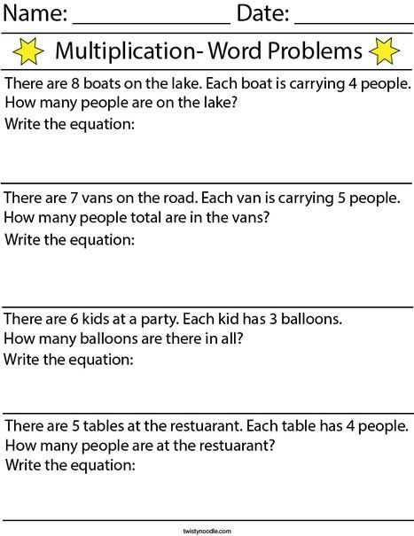 Multiplication Word Problems Math Worksheet - Twisty Noodle 3rd Grade Math Word Problems Worksheets, Maths Worksheet For Grade 5 Multiplication, Third Grade Math Word Problems, Grade 2 Math Worksheets Word Problems, Grade 5 Math Worksheets Word Problems, Multiplication Word Problems For Grade 2, Maths Worksheets Grade 2 Multiplication, Math Word Problems 4th Grade, Math Problems For 4th Grade