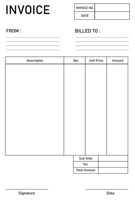 Free Printable Blank Invoice Template PDF Method Statement Template, Blank Invoice Template, Quotation Template Free, Small Business Invoice Templates, Invoice Design Creative, Microsoft Word Invoice Template, Free Invoice Template, Small Business Printables, Invoice Layout