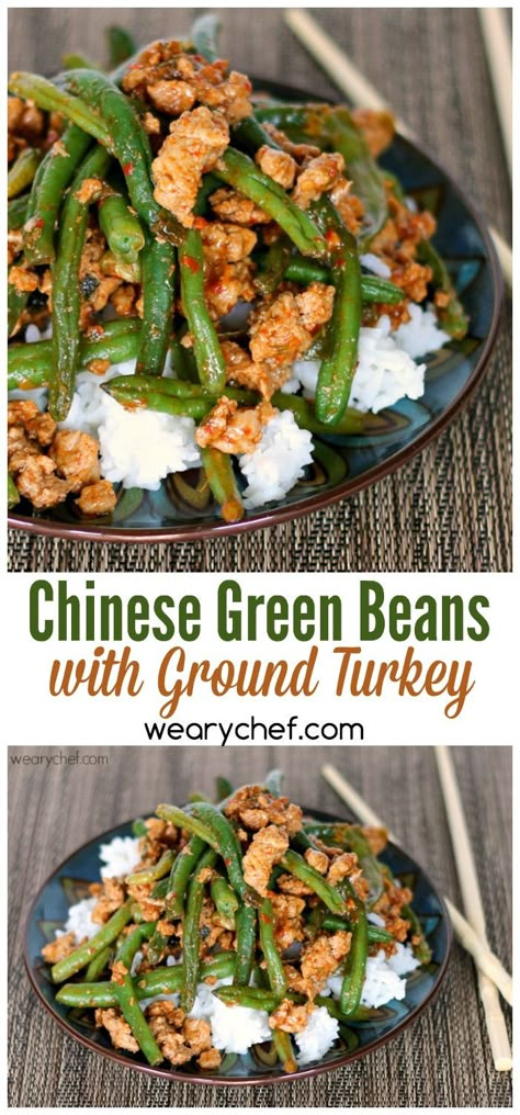 Recipes For Ground Turkey, Chinese Green Beans, فاصوليا خضراء, Turkey Recipes Healthy, Next Time, Ground Turkey Recipes Healthy, Shrimp Curry, Healthy Chinese, Healthy Ground Turkey