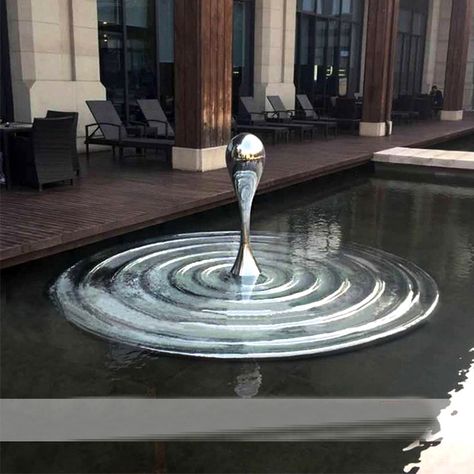 Water Sculpture, A Drop Of Water, Fish Lamp, Drop Of Water, Water Projects, Water Pool, Landscape Architecture Design, 3d Studio, Steel Sculpture