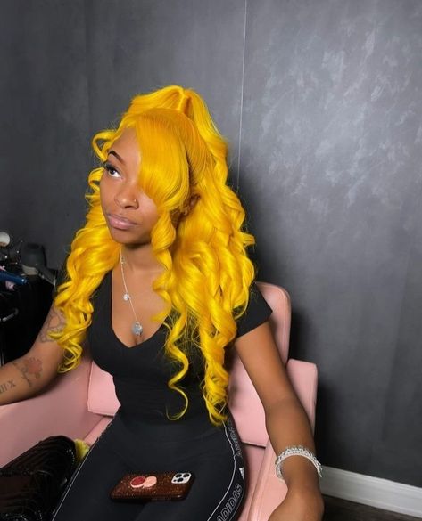 Yellow Wig, Bob Lace Wig, Wigs Bob, Hair Yellow, Frontal Wig Hairstyles, 13x4 Lace Front Wig, Dyed Hair Inspiration, Lace Fronts, Front Lace Wigs