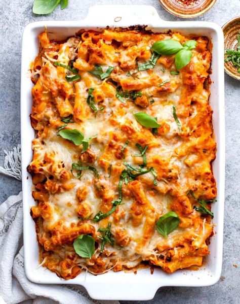 Postpartum Meal Prep, Baked Ziti With Sausage, Two Peas And Their Pod, Postpartum Meal, Postpartum Meals, Ziti Pasta, Ziti Recipes, Baked Ziti Recipe, Meal Train Recipes