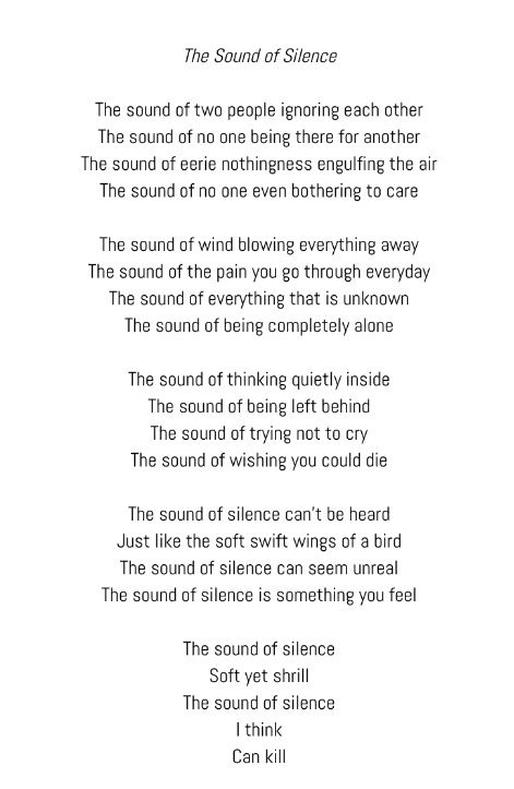 the sound of silence Poems On Silence, Poetry About Silence, Poems About Silence, Silence Poems, The Beauty Of Silence, Eh Poems, Art Of Silence, Poems Deep, Meaningful Poems