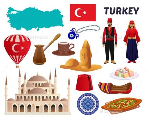 Turkey Culture Travel Set #AD #Culture, #AFFILIATE, #Turkey, #Set, #Travel Turkey Culture, Geography For Kids, Food Map, Coffee Outfit, Turkey Country, Web Themes, Turkey Travel, Match 3, Cover Letter For Resume