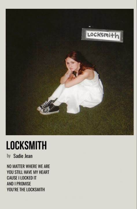 Locksmith Sadie Jean Lyrics, Locksmith Sadie Jean, Minimalistic Album Covers, Fangirl Room, Sadie Jean, Aesthetic Wall Prints, Reminders Of Him, Mind Change, Song Posters