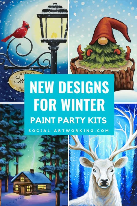 Painting With A Twist Ideas Christmas, Christmas Canvas Diy Paint, Winter Paint Night Ideas Easy, Acrylic Paint Party Ideas, Easy Sip And Paint Ideas Step By Step Christmas, Paint Party Designs, Painting Ideas Christmas Canvas, Christmas Paint And Sip Ideas Easy, Easy Paint Party Paintings