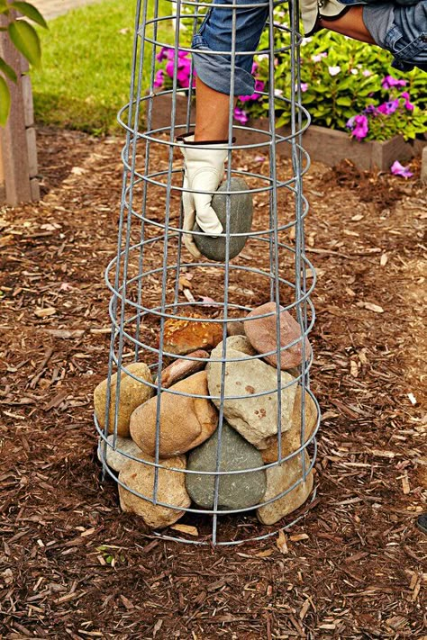 gabion-cage-stones-2d96c483 Rock Gabion Ideas, Planter Pedestal, Gabion Cages, Garden Objects, Rock Planters, Ladder Ideas, Stone Plant, Gabion Wall, Garden Magic