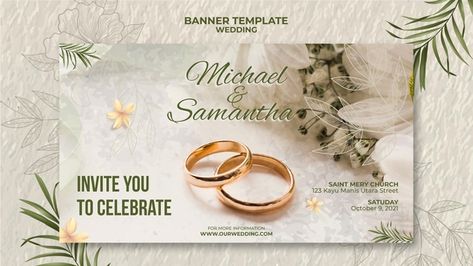 Elegant wedding banner template Free Psd | Free Psd #Freepik #freepsd #banner #wedding #love #elegant Wedding Poster Design, Wedding Banner Design, Wedding Invitation Posters, Engagement Banner, Wedding Invitations With Pictures, Banner Wedding, Wedding Poster, Wedding Social, Turtle Tattoo