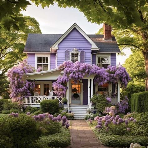 Purple House, Pastel House, Purple Home, Dream Cottage, Cute House, Sims House, Dream House Exterior, Pretty House, Cottage Homes