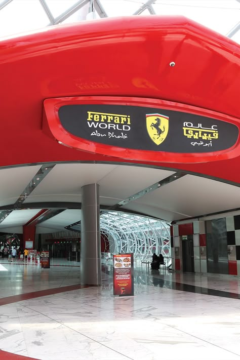 RSM Design completed environmental graphic design and wayfinding signage design for Ferrari World Abu Dhabi. Minimalist Things, Sheik Zayed, Rsm Design, Indoor Theme Park, Dubai Location, Abu Dhabi City, Ferrari World Abu Dhabi, Bbq Buffet, Emirates Palace