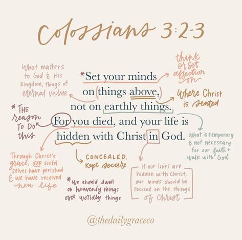 The Daily Grace Company® on Instagram: "What occupies the majority of your thoughts? Would you say that you dwell more on what is eternal or what is temporary? Paul reminds us in Colossians 3:2-3 how we are to let our position with Christ motivate an eternal mindset. As believers, we should be more consumed with what matters to the Lord and what matters for eternity more than the fleeting things of this world. Yet, so often we can find ourselves dwelling on what isn’t fruitful for our walk with Studying Bible, Journaling Scripture, Verse Study, Faith Goals, Bible Study Materials, Bible Study Worksheet, Study Topics, Bible Mapping, Verse Mapping