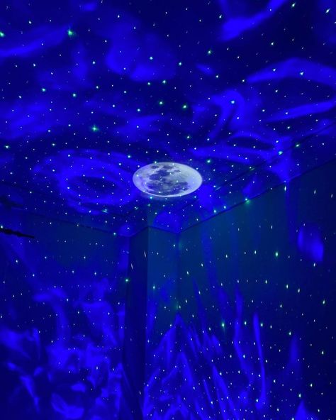 Star Projector Aesthetic, Galaxy Lamp Aesthetic, Blue Color Theme Party Ideas For Adults, Galaxy Projector Bedroom, Futuristic Bedroom Ideas, Starlight Projector, Prom Committee, Prom Venues, Space Projector