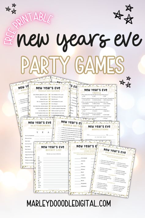 Ring in the New Year with 17+ free printable party games perfect for families and kids! Featuring fun options like New Year’s trivia, Scattergories, Who Knows Who Best, and more, these games will keep everyone entertained. Ideal for family gatherings, NYE parties, or celebrating at home. Download your free printables and make your New Year’s celebration unforgettable! New Years Eve Games Free Printable, New Years Eve Party Games For Adults Free Printables, New Years Eve Ideas At Home Families, New Years Traditions For Kids, New Year’s Eve Games For Families, New Year’s Eve Party For Family, New Year’s Eve At Home, New Year’s Eve Games, Party Games For Families