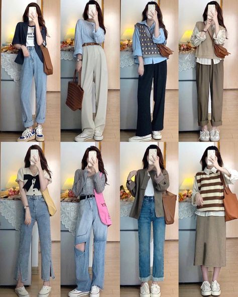 Korean Style Outfits, Ootd Korean Style, 00s Mode, Ootd Korean, Outfit Korean Style, Simple Style Outfits, Korean Outfit Street Styles, Outfit Korean, Casual College Outfits