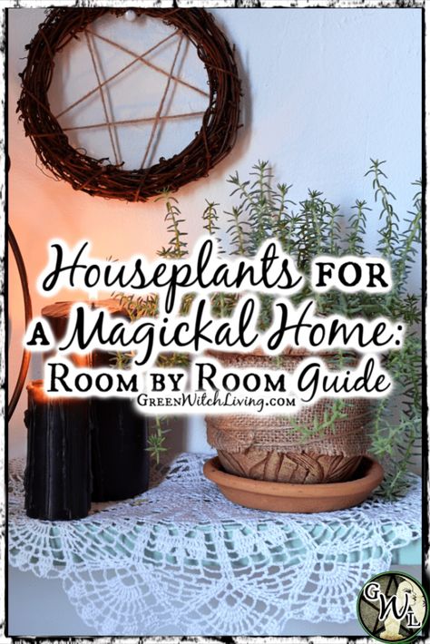 House Plants For Witches, Indoor Witch Garden, Green Witch Interior, Green Witch Aesthetic Bedroom, Green Witch Aesthetic Home Living Room, Witch Aesthetic Office, Green Witch Kitchen Aesthetic, Witch Bathroom Aesthetic, Green Witch Living Room