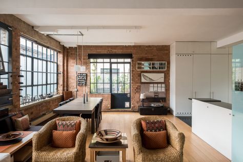 https://www.themodernhouse.com/past-sales/plympton-street/ Apartment Design Ideas, Warehouse Apartment, Mad About The House, Pergola Attached To House, Metal Pergola, Park Slope, Exposed Brick Walls, Loft Living, Brick Walls