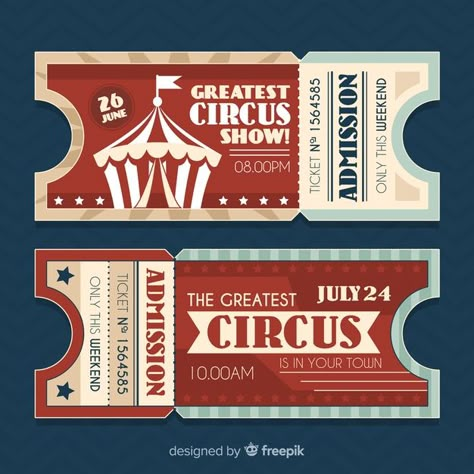 Discover thousands of free-copyright vectors on Freepik Circus Ticket, Circus Tickets, Creepy Circus, Circus Design, Circus Poster, Ticket Design, Circus Art, Circus Birthday, The Greatest Showman