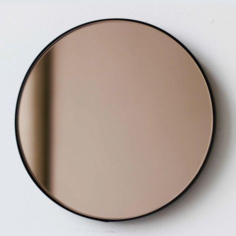 “Orbis™ Bronze Tinted Round Contemporary Mirror with a Black Frame” Bronze Mirror Texture, Bronze Tinted Mirror, Mirror Texture, Black Mirror Frame, Tinted Mirror, Smoked Mirror, Copper Mirror, Acrylic Wall Decor, Brown Mirror