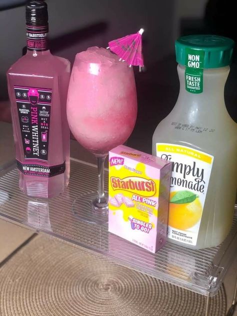 Pink Whitney + Simply Lemonade 🍋 + with STARburst pink lemonade singles. perf... - Pink Whitney + Simply Lemonade 🍋 + with STARburst pink lemonade singles. perfection by IG: FLYE75 Twitter: FLYE75 Tik Tok: FLYE75 Pink Whitney, Simply Lemonade, Fun Drinks Alcohol, Pretty Alcoholic Drinks, Alcholic Drinks, Birthday Drinks, Mixed Drinks Alcohol, Yummy Alcoholic Drinks, Liquor Drinks