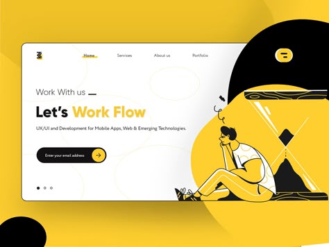 Yellow Website, Login Page Design, Clean Branding, Animated Illustration, Ux Design Process, Flat Web Design, Landing Page Ui, Website Developer, Best Landing Pages